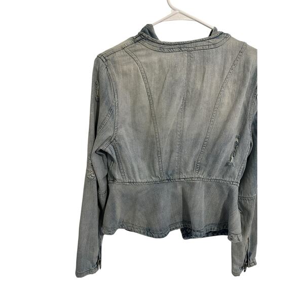 BLANK NYC Women's Small Blue Long Sleeve Zip Pocket Denim Zip Up Jacket - Picture 10 of 14